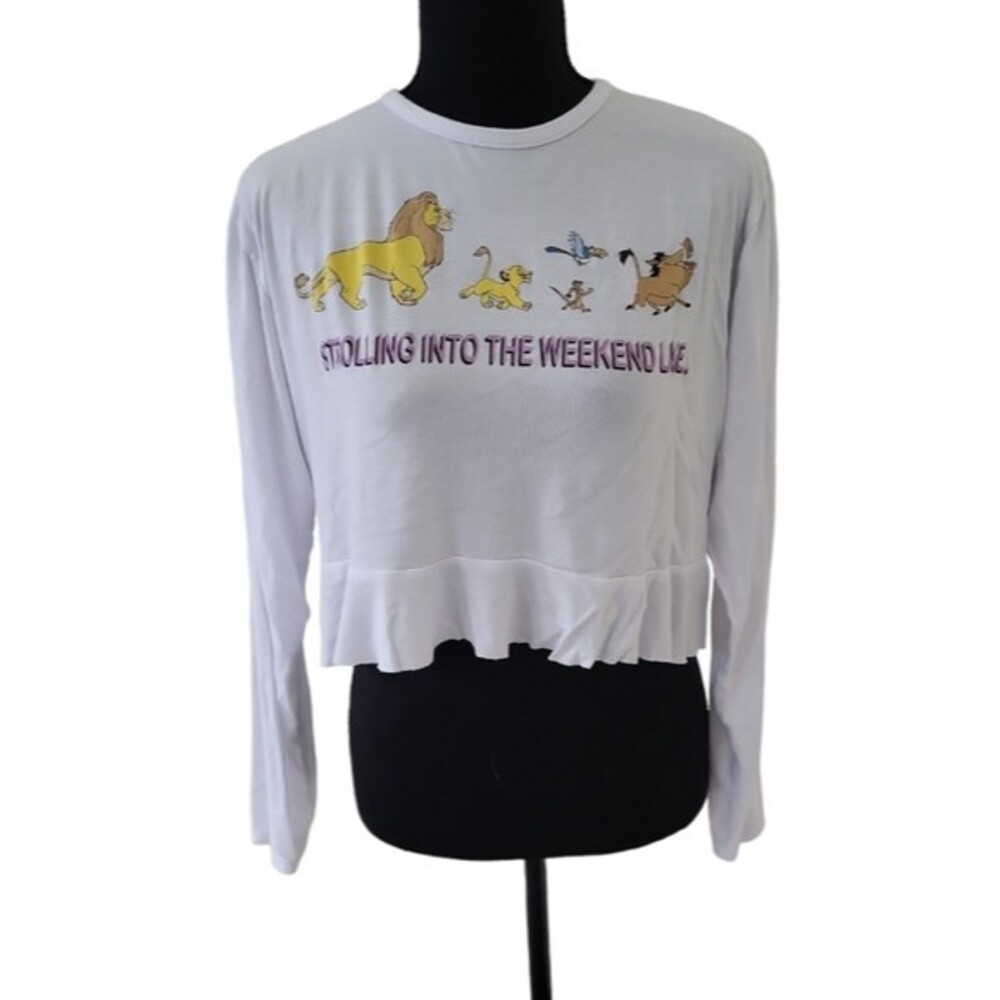 Disney women's lion king long sleeve crew neck mini shirt, short, white, size 8